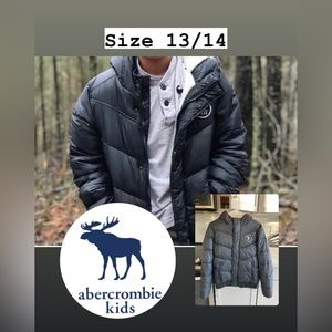 ABERCROMBIE KIDS Cozy Puffer Winter Parka-Navy Blue-Size 13/14
